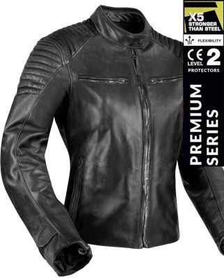 Lady Bandit 92X Getnappa Ce Premium Mc Lederjacke In Distressed Black (Damen)