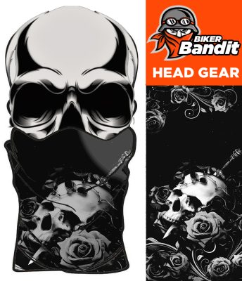 Skull N Roses Weisses Bandanna Halstuch Nackvärmare Sturmkappe