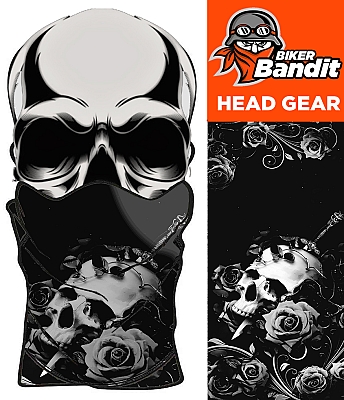 Skull N Roses Weisses Bandanna Halstuch Nackvärmare Sturmkappe