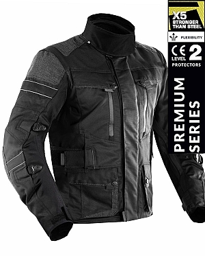 Premium Dynatech Black Kevlar 17092:2020 Wasserdichte Mc Allvädersjacke Mcv