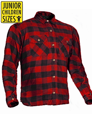 Junior / Kinder Flannel Reissverschluss Klassisch Rot/Schwarz Ce Kevlar Hemd - Mcv