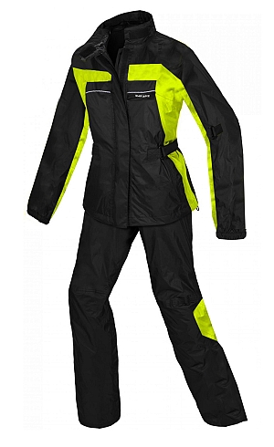 Regenanzug, Zweiteilig, Unisex, Schwarz/Neongelb, Regenanzug – Mcv