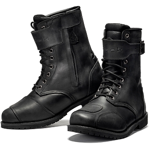 Schwarze Heritage Ce-Level 2 Leder Wp Alive Vintage Motorradstiefel Ds1