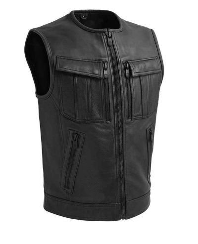 Premium Armor Ganzkörper-Weste Mit Doppelem Reissverschluss Lederweste