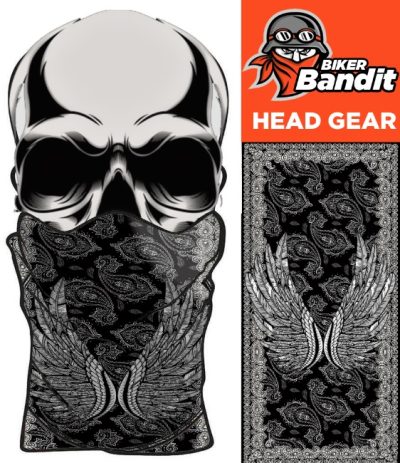 Schwarzes Paisley-Flügel-Bandanna-Halstuch Nackvärmare Balaclava