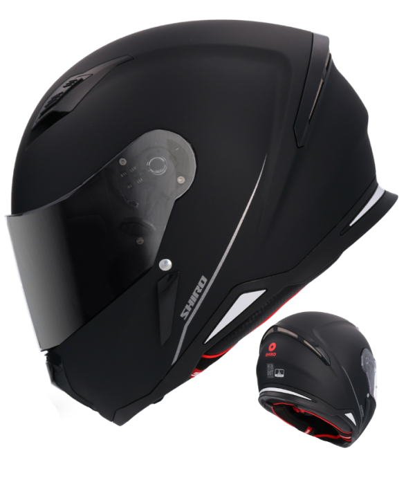 Hunter Solid Matt Black Integrierter Motorrad-Helm