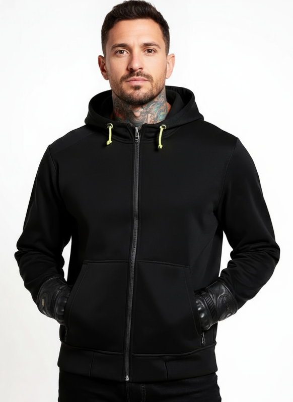 Barricade Plain Schwarz Kevlar 17092:2020 Wasserdichter Mc Hoodie Mcv