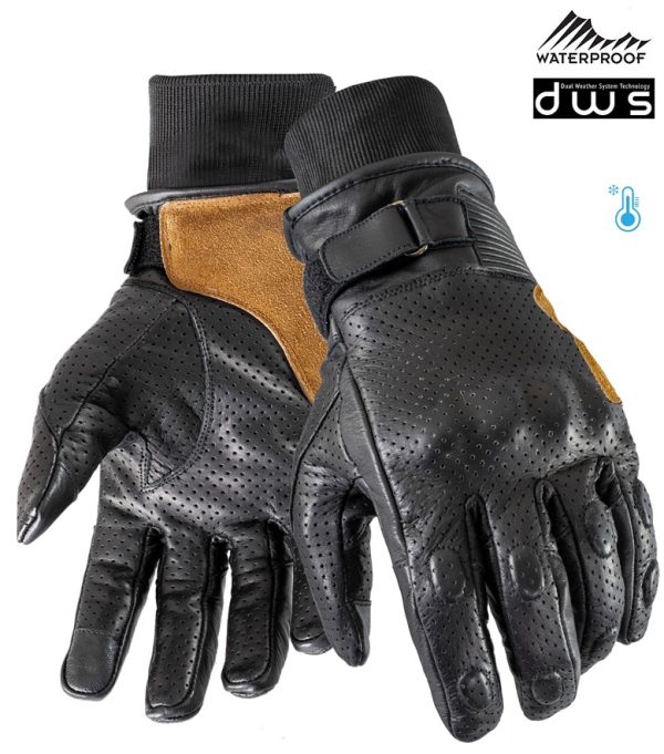 Vintage Rider Black Waterproof Street Handschuhe