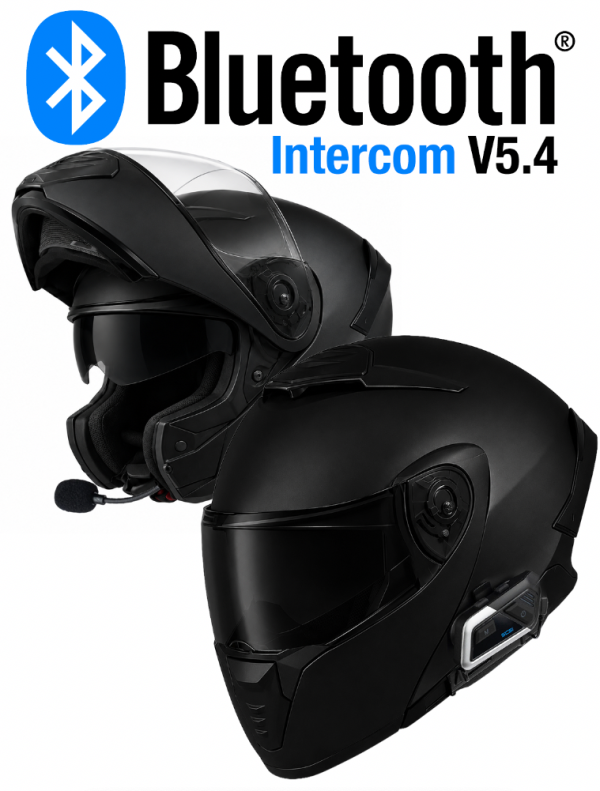 Intercom Mach-22 Bluetooth Matt Black S9Xm Motorrad Helm