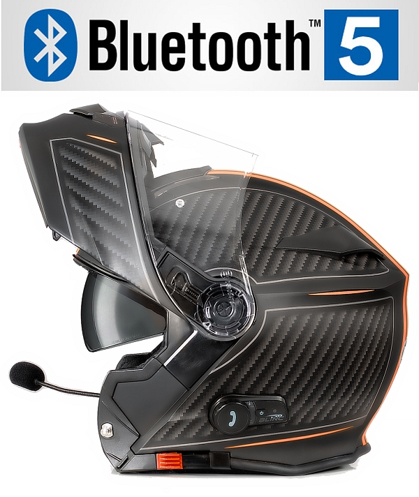 Bluetooth Bullet Hd Matt Orange V5 Sonnenvisier Mc-Helm