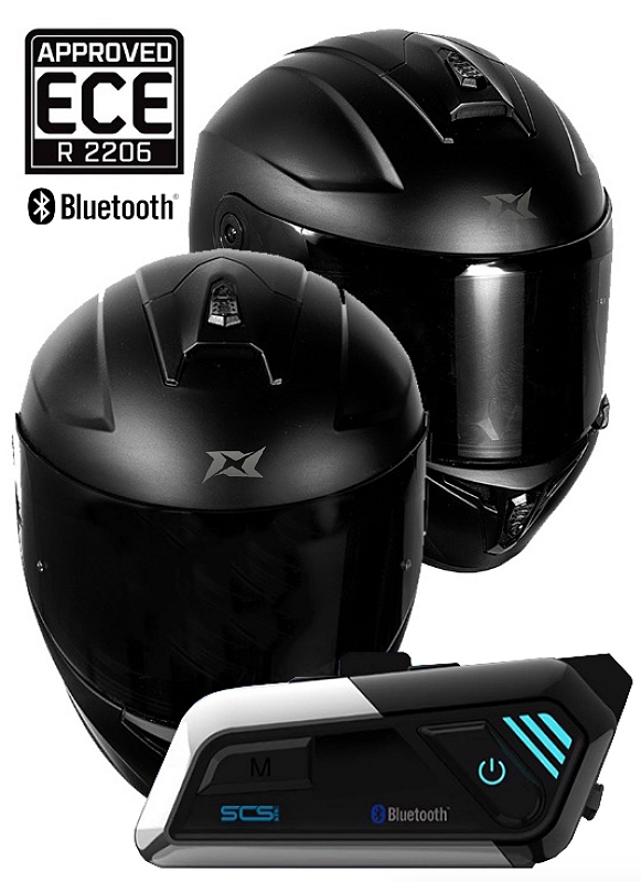 Bluetooth S9-X Solo Intercom Stinger Ece.22.06 Motogp Integraler Mattschwarzer Motorradhelm
