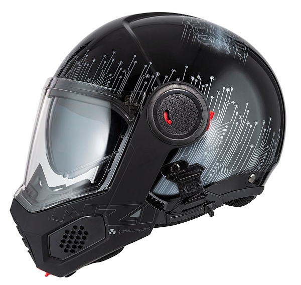 Ghostfighter Duo Nz 22-06 Meta Black&Silver Klappbarer Motorradhelm
