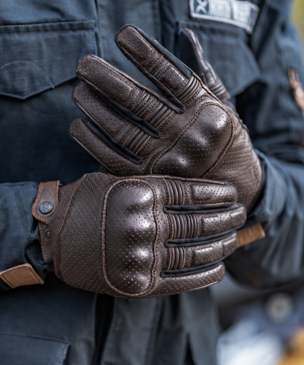 Armour C22 Vintage Braune Sommer-Leder-Mc-Handschuhe