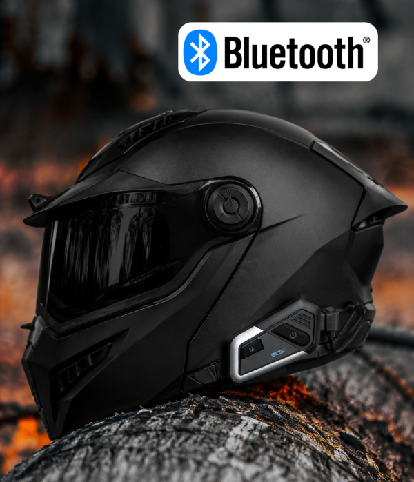 Intercom Ghost Dark Aero Edition 22-06 Matt Black Bluetooth Klappbarer Motorradhelm