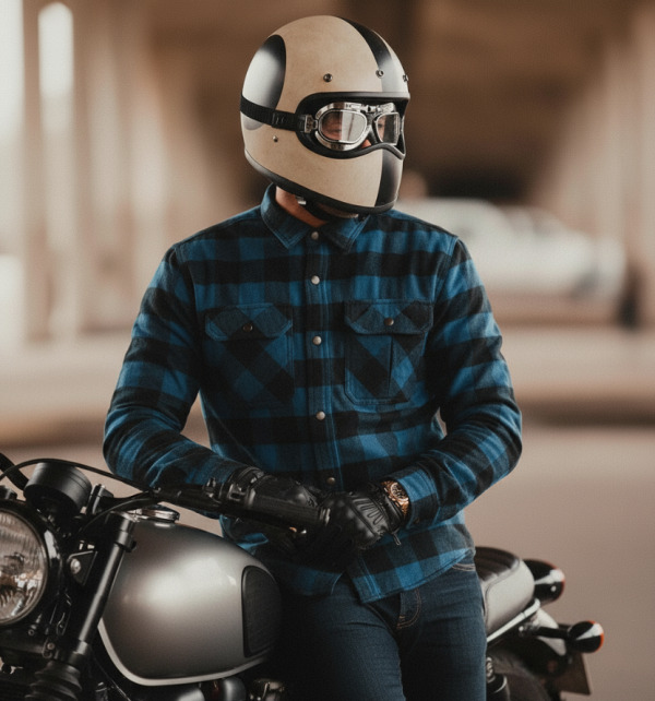 Kevlar Hemd Blau Dunkelblau Ce 17092:2020 Flannel Motorrad Hemd - Mcv