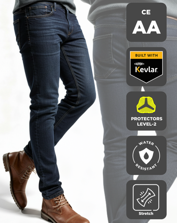 Cruiser V4 Wp Darkblue Jaguar-Aa Kevlar Motorrad-Jeans Regular Leg Mcv