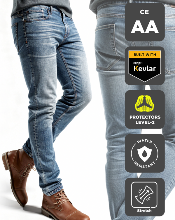 Cruiser V4 Wp Lightblue Jaguar-Aa Kevlar Motorrad-Jeans Regular Leg