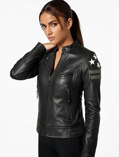 Premium Lioness Lady Schwarze Lederjacke