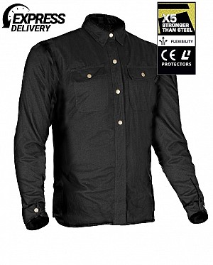 Kevlar-hemd Full Black Ce 17092:2020 Flannel-motorrad-hemd - Mcv