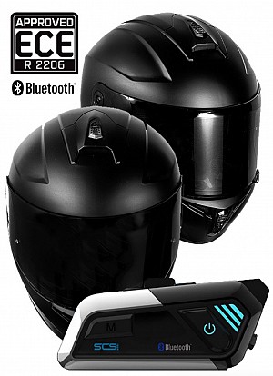 Bluetooth S9-x Solo Intercom Stinger Ece.22.06 Motogp Integraler Mattschwarzer Motorradhelm