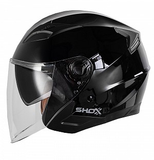 Shox Defender Solid Open Face Ece R22.06 Gloss Black Jet Mc Helm