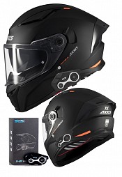 Interphone Ece 22-06 Bluetooth Axxis Panther Sun Visor Matte Black Motorcycle Helmet