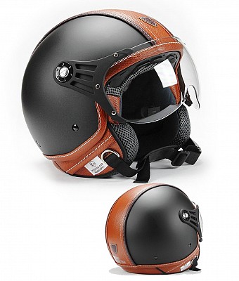 Bno Pilot Matt Schwarz Braun Jet Motorradhelm Op01-pl26