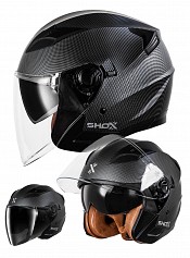 Shox Defender Carbon Open Face Ece R22.06 Effet Carbone Mat Jet Casque De Moto