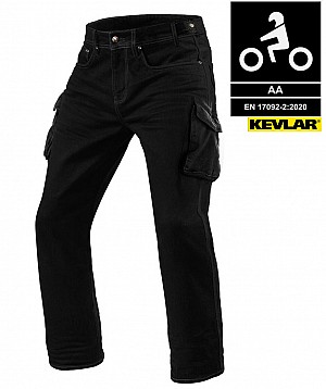 Kevlar Cargo Jeans Black - Long Leg Ce Aa Stretch Unisex Motorcycle Jeans - Mcv