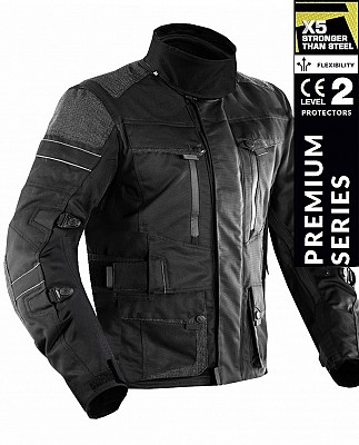 Premium Dynatech Black Kevlar 17092:2020 Wasserdichte Mc AllvÄdersjacke