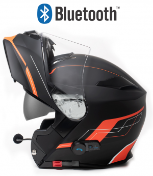 Casque De Moto Bluetooth Blinc V5 Fosh Orange Mat St�r�o