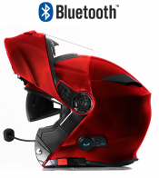 Casque De Moto Clignotant Bluetooth Rouge FoncÉ Rs983 StÉrÉo