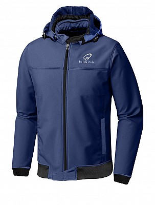 Schwarzer Premium Softshell Motorrad Hoodie Blau Ce-a Mc Jacka