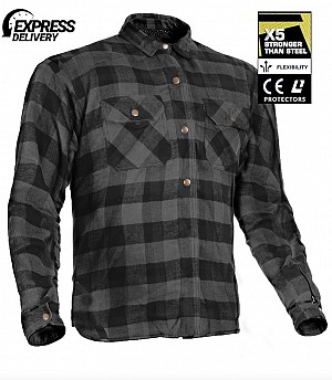 Kevlar Shirt Gray Black Ce 17092:2020 Flannel Motorcycle Shirt - Mcv