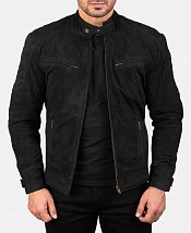 Veste En Cuir Mc Nubuck Retro Noir Ce Premium