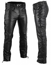 Pantalon En Cuir Unisex Pantalon à Lacets Lace Up Pantalon En Cuir De Vachette Mc - Mcv