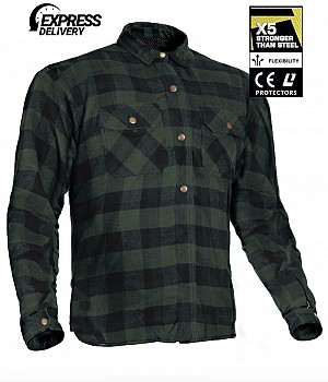 Kevlar Shirt Green Army Ce 17092:2020 Flannel Motorrad Hemd - Mcv