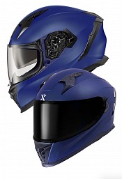 Shox Sv Eclipse Solid Ece R22.06 Matt Deep Blue Integrierter Motorradhelm