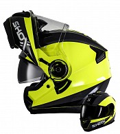 Shox Destination Kurbel Glänzend Hi-vis Flip Front Ece R22.06 Motorradhelm